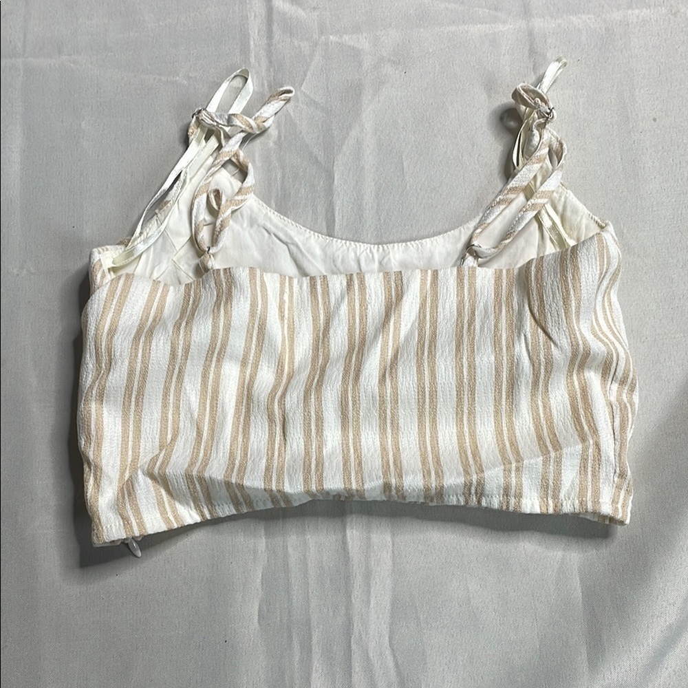 WILD HONEY Striped Cream and Tan Women's Top - Picture 8 of 8